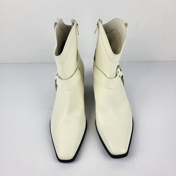 Open Edit Enzo Women's Leather Ankle Boot Ivory Western Bootie Size 8M - Picture 5 of 11